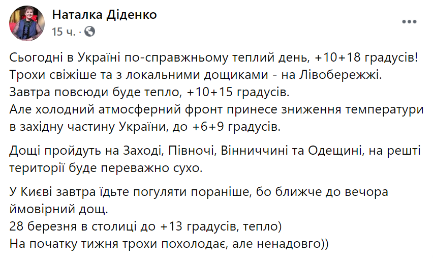 Прогноз погоды Натальи Диденко