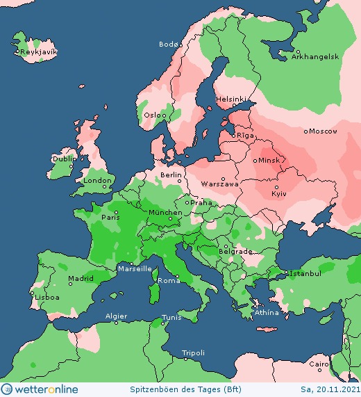 Карта потепления в Украине 20 и 21 ноября