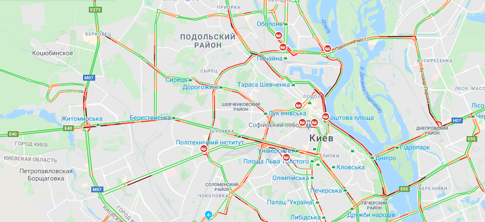 пробки в Киеве 5 февраля