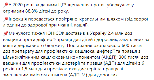 Украина получила партию индийской вакцины от туберкулеза. Скриншот: facebook.com/moz.ukr