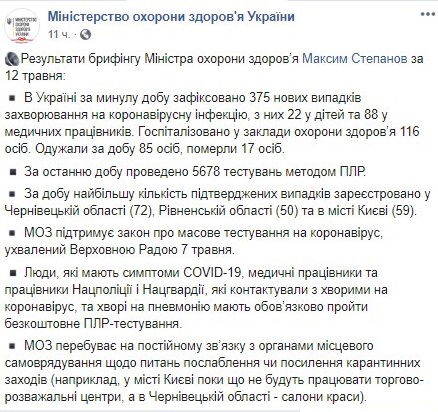 В Минздраве рассказали, в каких трех областях больше всего больных коронавирусом