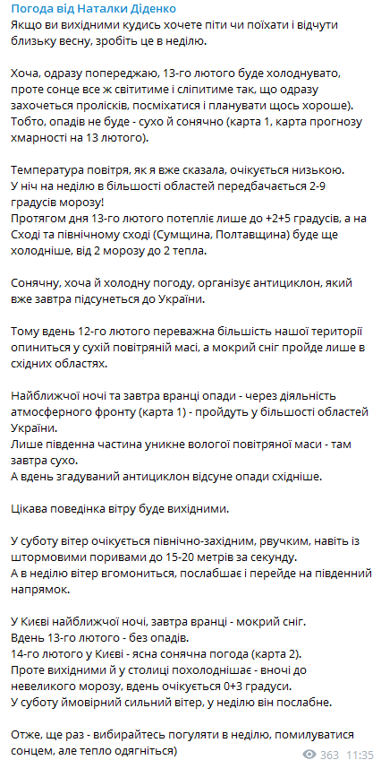 Погода в Харькове от Натальи Диденко