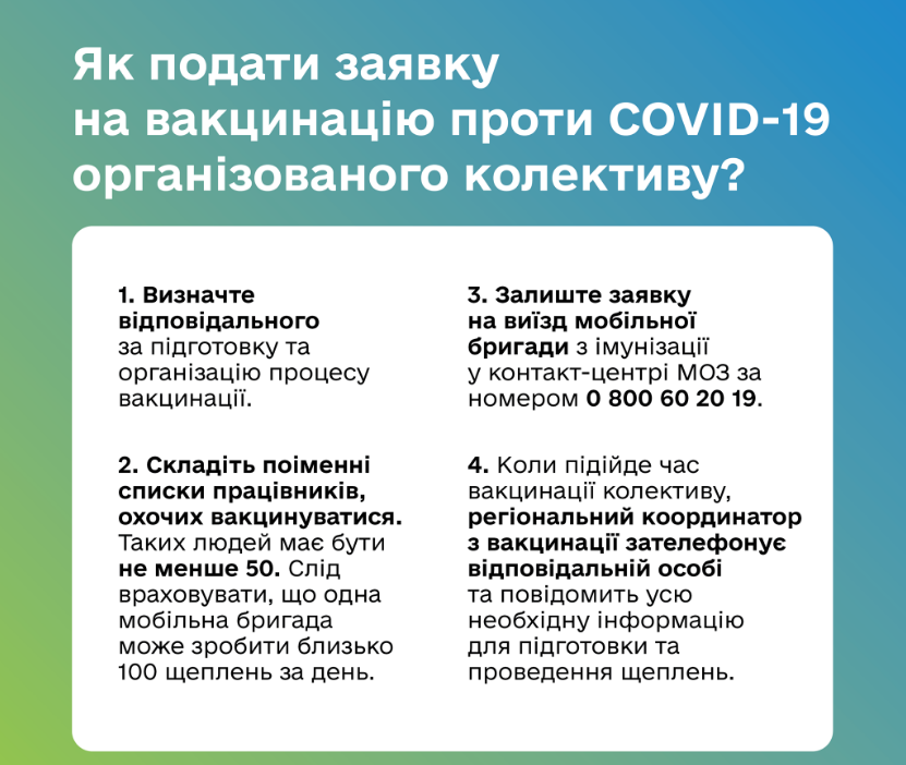 Скриншот: как подать заявку на коллективную вакцинацию