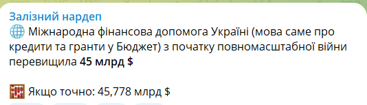 Обсяг допомоги становив 45,778 мільярдів доларів