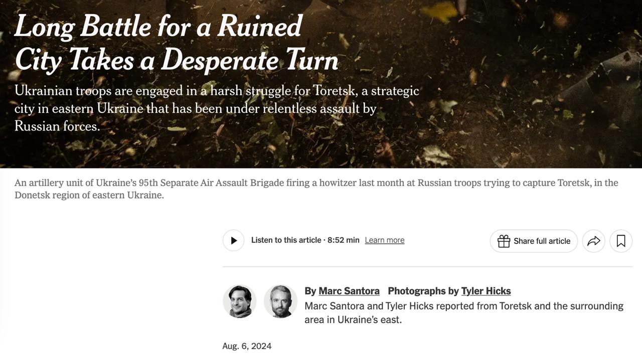 Снимок заголовка в The New York Times