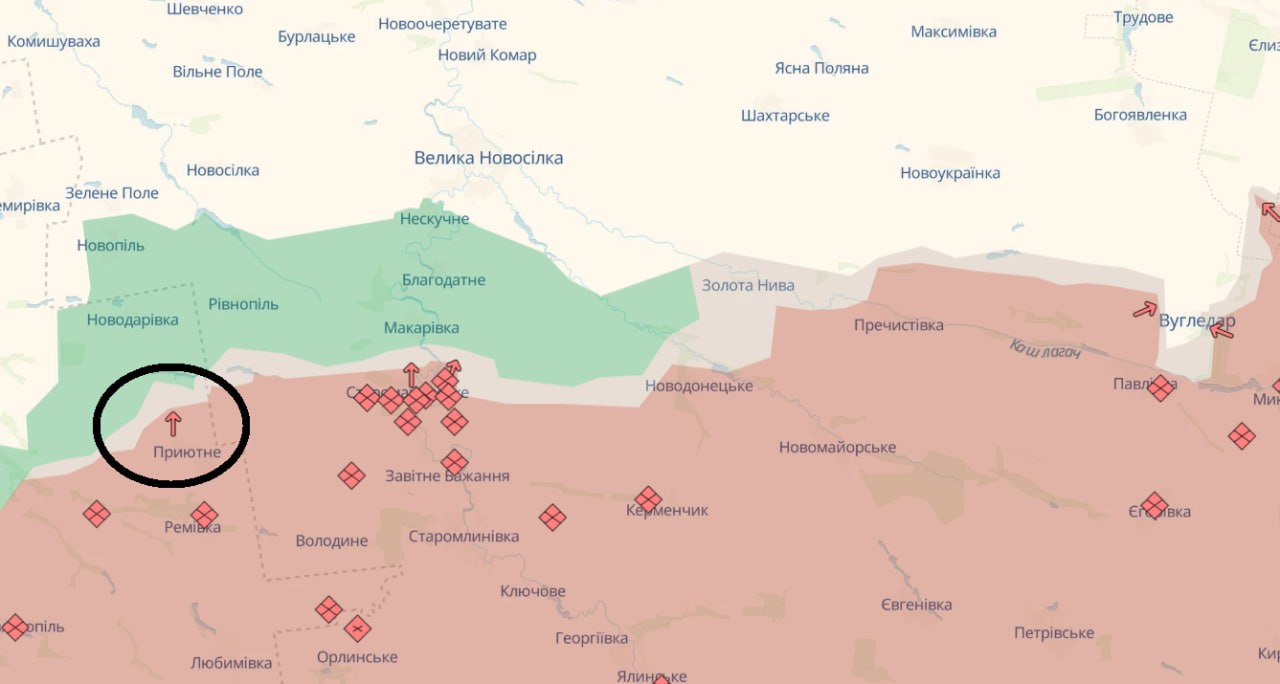 Карта бойових дій. Джерело - Телеграм